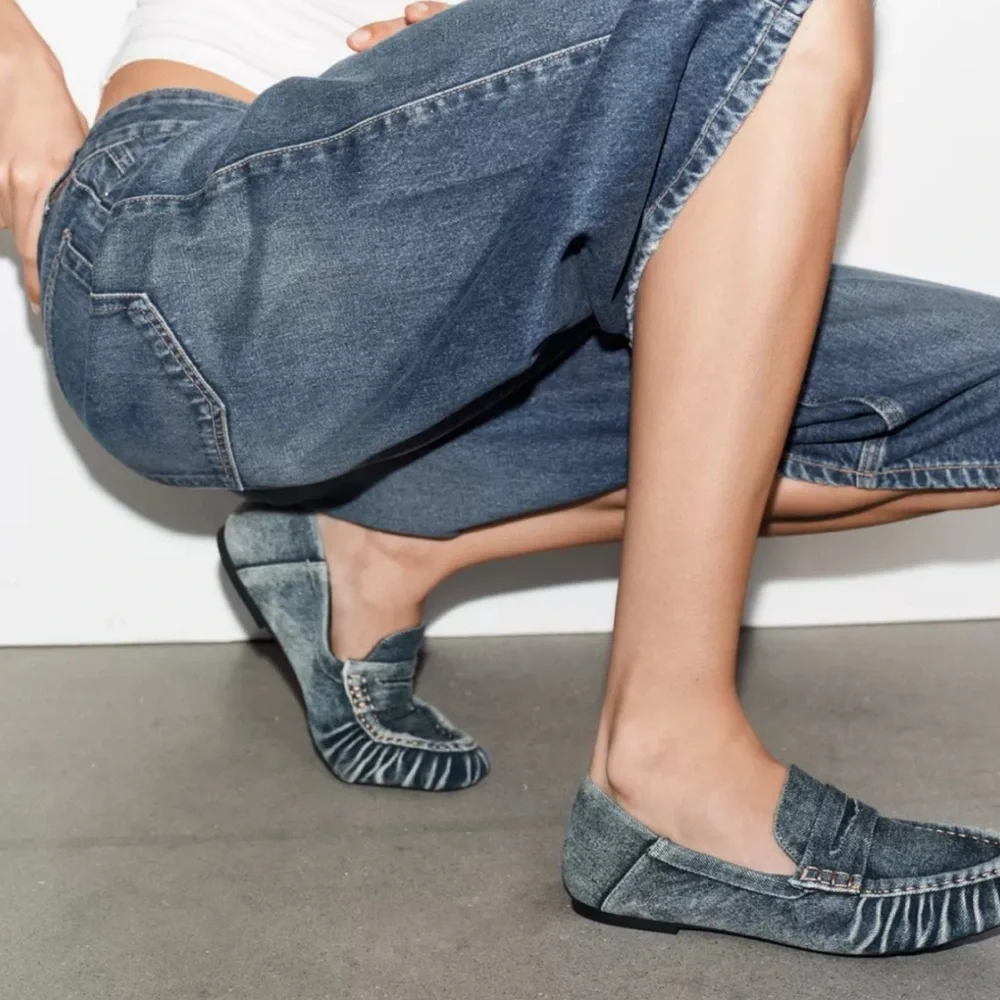 Absolutely stunning rare,unique denim loafers from famous Spanish designer7.5
